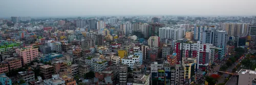白天孟加拉国高层建筑的Arial照片