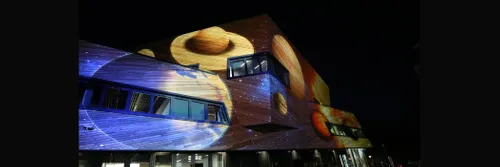 Planets are projected on to the Ogden Centre for Fundamental Physics