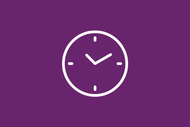 Clock icon on purple background