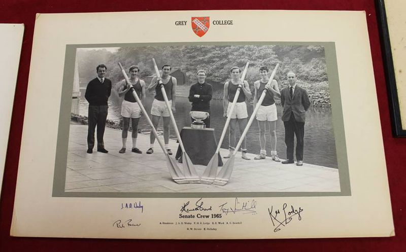 A photo from the Grey College Archive of the boat club Senate Crew in 1965