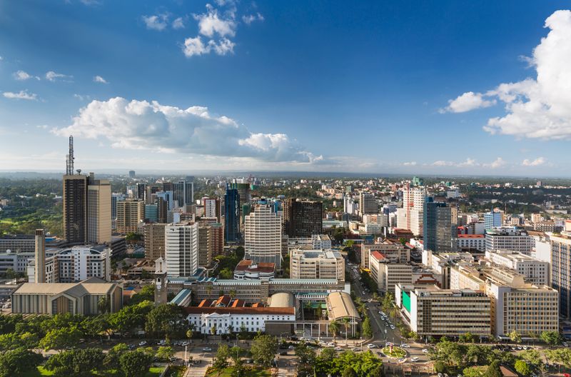 内罗毕市政厅和商业区，肯尼亚