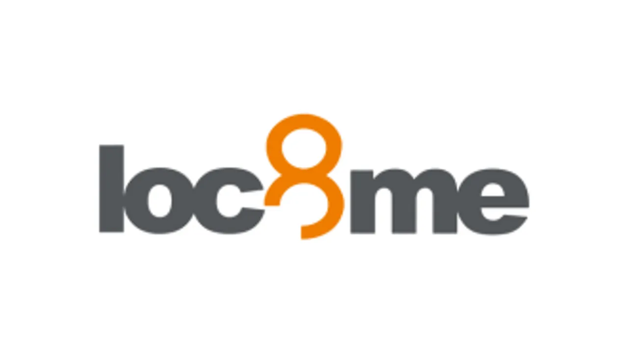 The logo for Loc8me estate agency, with their name on a white background with a stylised orange 8.