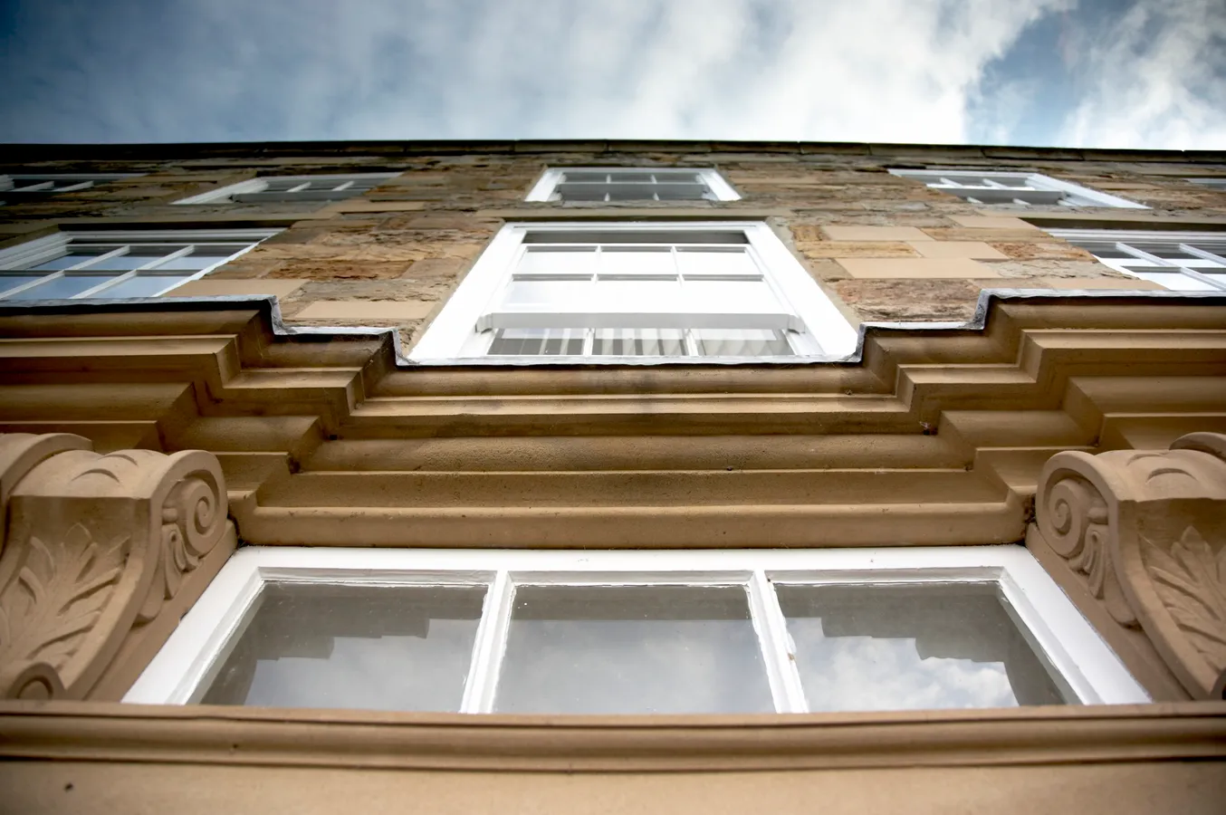 Looking up at Abbey House in Durham