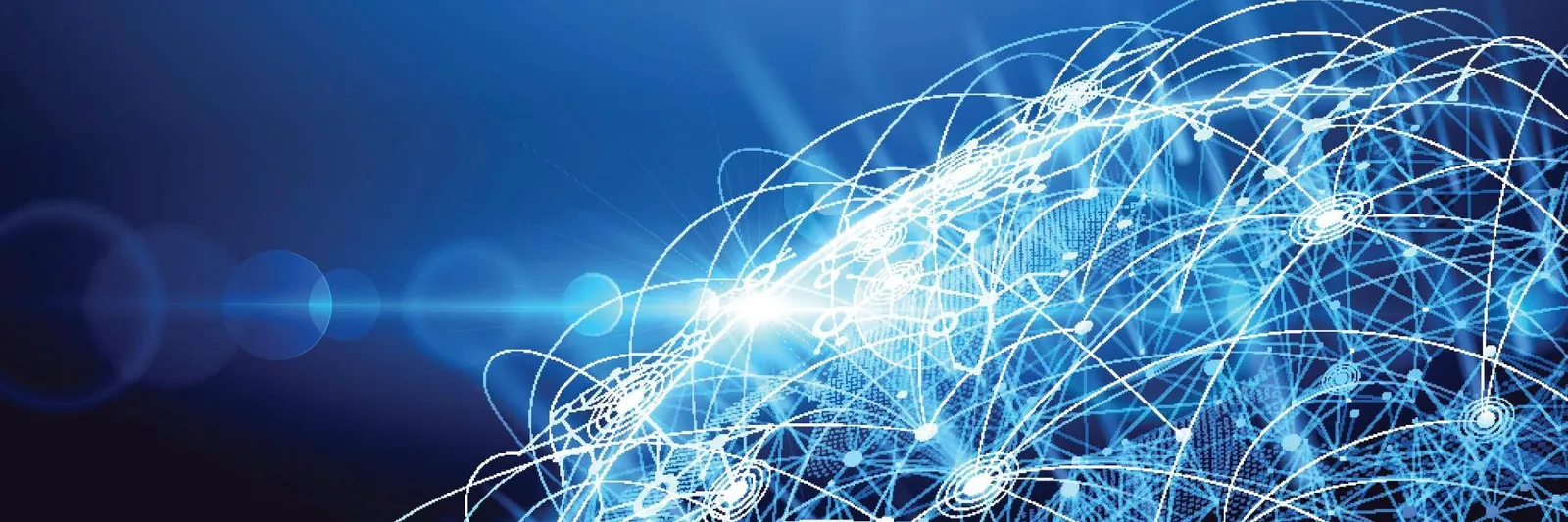 Abstract blue illustration with web around a globe