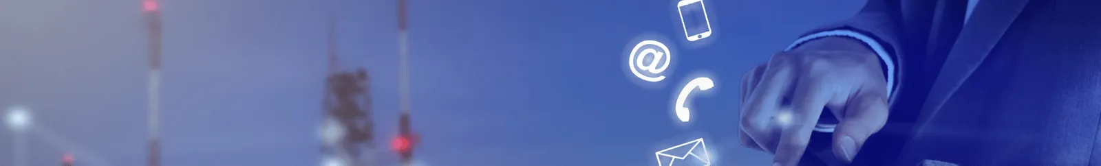 Person touching a mobile phone with contact icons