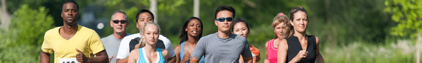 A group of people walking a marathon