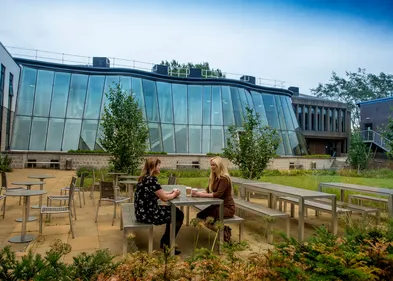 Outdoor seating at the Business School