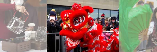Tea drinking, Lion dance parade and dancing at the Durham City Year of the Tiger celebrations