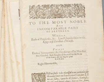 Durham’s First Folio in its vandalised state, missing binding and with its first several leaves either missing or detached.
