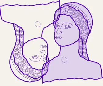A sketch showing two busts of Sappho