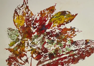 Colourful print of autumn leaves