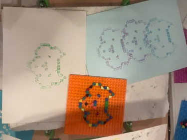 Image of lego dot printing showing lego plate and printing work