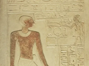 Image of an Ancient Egyptian Stella depicting an offering table scene.