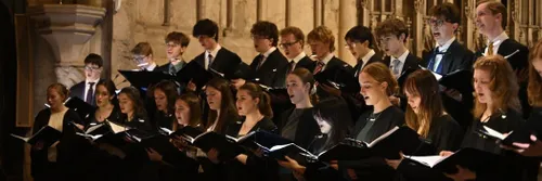 A choir singing in a cathedral