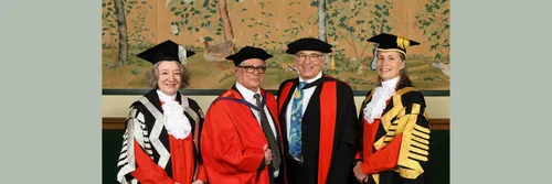 Karen O'Brien, George Efstathiou, Carlos Frenk, Fiona Hill in Congregation robes