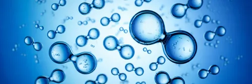 Blue water-like bubbles of different sizes