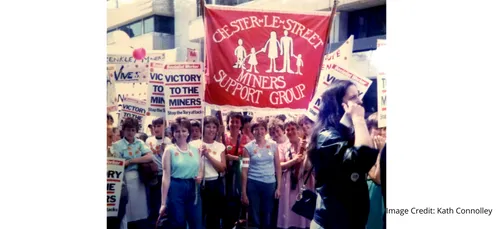A group of people taking part in the Miners' Strike in County Durham