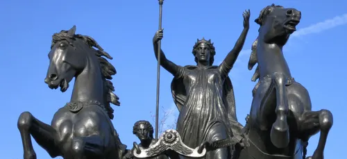 The statue Boadicea and Her Daughters near Westminster Pier, London by Paul Walter - Boudica statue, Westminster