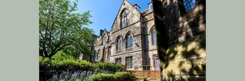 External shot of the College of St Hild and St Bede with blue sky in the background