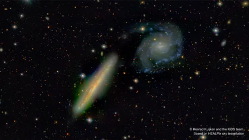 The Kilo-Degree Survey has taken images of 41 million galaxies in its eight years of observation. This image shows a section of the data set.