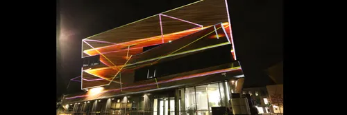 Image showing the installation Cosmic Architecture by Nina Dunn and John Del’Nero, located at the Ogden Centre for Fundamental Physics, Lumiere 2019