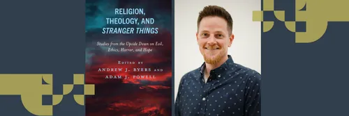 The front cover of the book which is blue and red along with a headshot of Dr Adam Powell smiling wearing a blue shirt