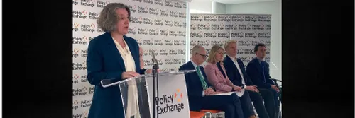 Professor Karen O'Brien speaking at a Policy Exchange debate