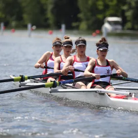 Collingwood students rowing in a four