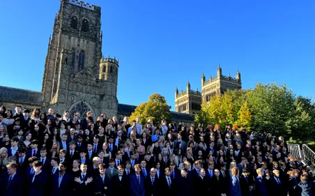 Students in front of Durham Cathedral