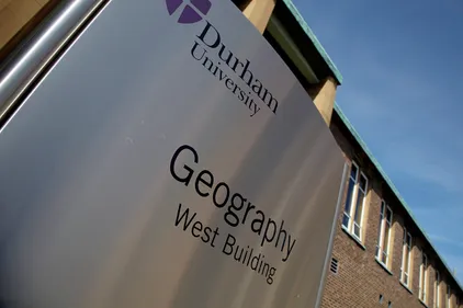 Department of Geography sign outside the West Building