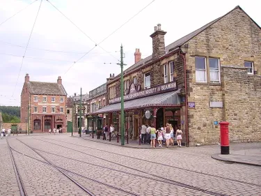 A row of buildings in Beamish museum