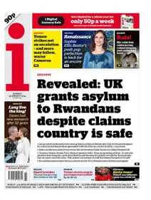 a screenshot from i News with the headline: Revealed: UK grants asylum to Rwandans despite claims country is safe