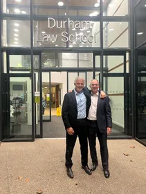 Richard Kempner and Nigel Swycher outside of Durham Law School