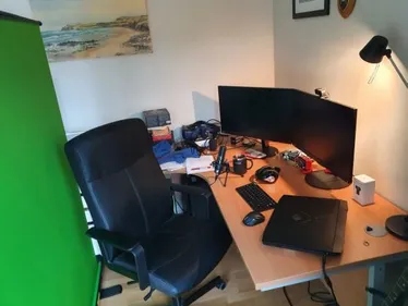 Desk chair and home working computer setup