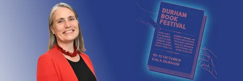 Image of Dr Fiona Hill with Durham Book Festival 2025 logo