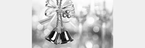 Christmas bells on a black and white image