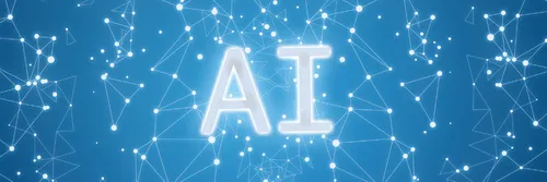 The initials AI against and blue background