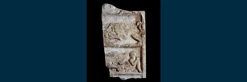 Marble relief showing a fight between a beast fighter and a lion, Ephesus,1st–2nd century AD. © The Trustees of the British Museum