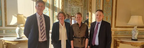 An image of Professor Robin Coningham and Vice-Chancellor and Warden, Professor Karen O’Brien at the UK Ambassador’s Residence in Brussels