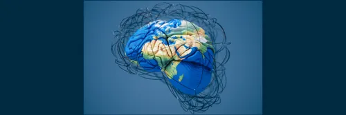 Image of a brain with Earth design overlayed