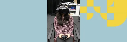 A person is pictured wearing an virtual reality headset as part of the study