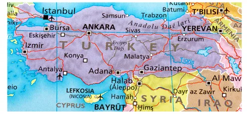 map of turkey and syria