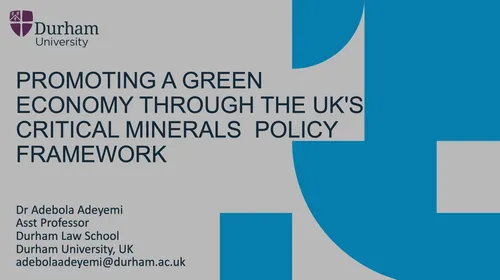 Promoting a Green Economy through the UK's Critical Minerals Policy Framework