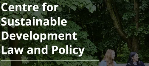 Centre for Sustainable Development Law and Policy with a green background