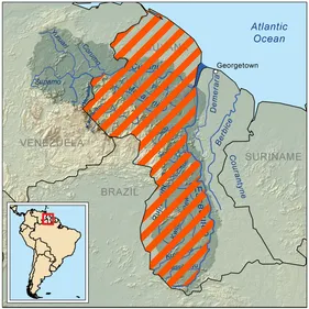 Guyana Venezuela Essequibo Border Dispute Map