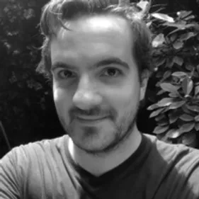 Black and white profile picture of James Rakoczi.