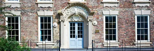 External shot of the front door leading into the institute of advanced study