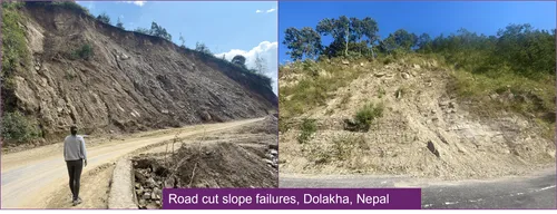 Road cut slopes in Nepal