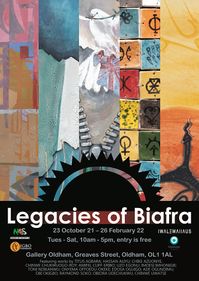 Poster displaying the text 'Legacies of Biafra'