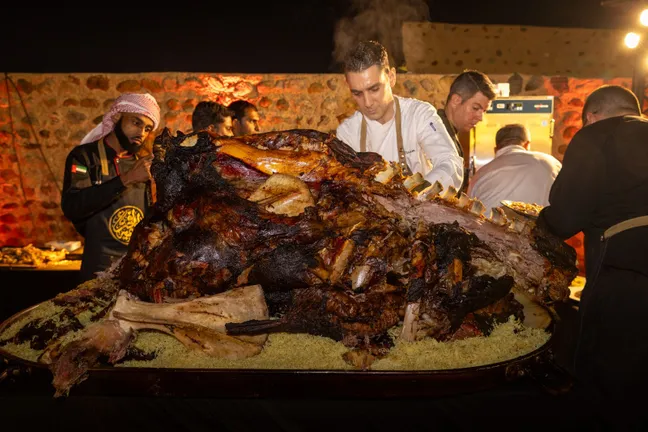 Roasting a camel at a Medieval feast in Fujairah